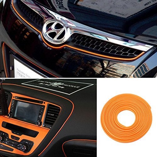ATMOMO 5M Flexible Trim for DIY Automobile Car Interior Exterior Moulding Trim Decorative Line Strip (Orange)